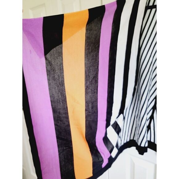Exclusively MISOOK M Colorblock Striped Cardigan Sweater 1/2‎ Sleeve Knit Drape - Picture 2 of 6